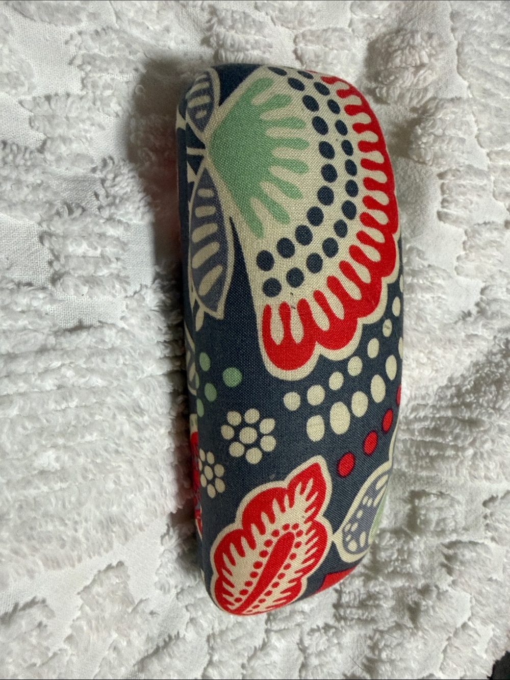 Vera Bradley Navy Floral Lumbar Pillow with Red & Mint Accents